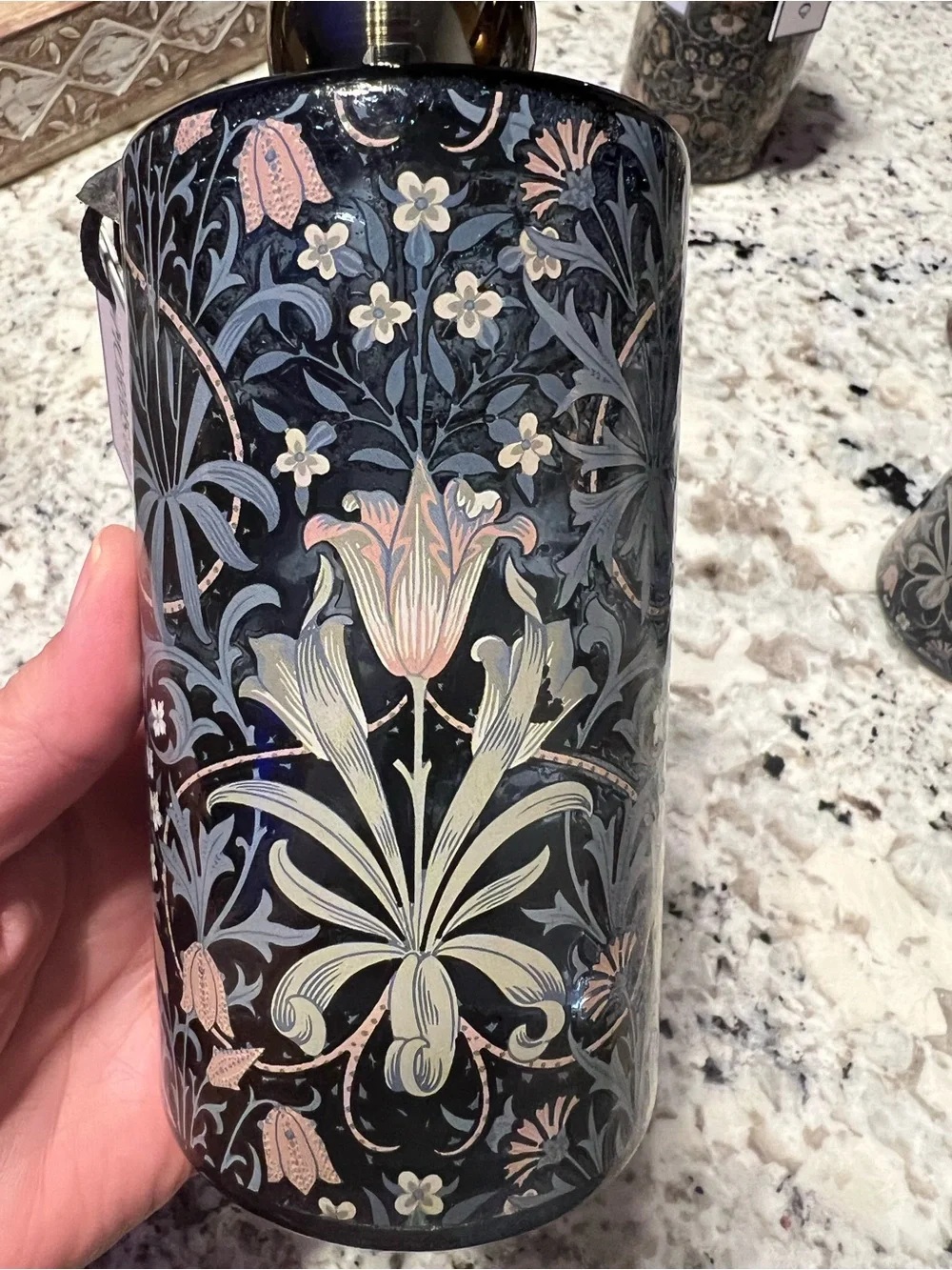 William Morris & Co Floral Glass Hand Soap Dispenser - Sage & Sea Salt 16 oz NEW